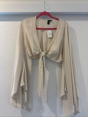 NWT Windsor Cream Knit Butterfly Sleeve Crop Top